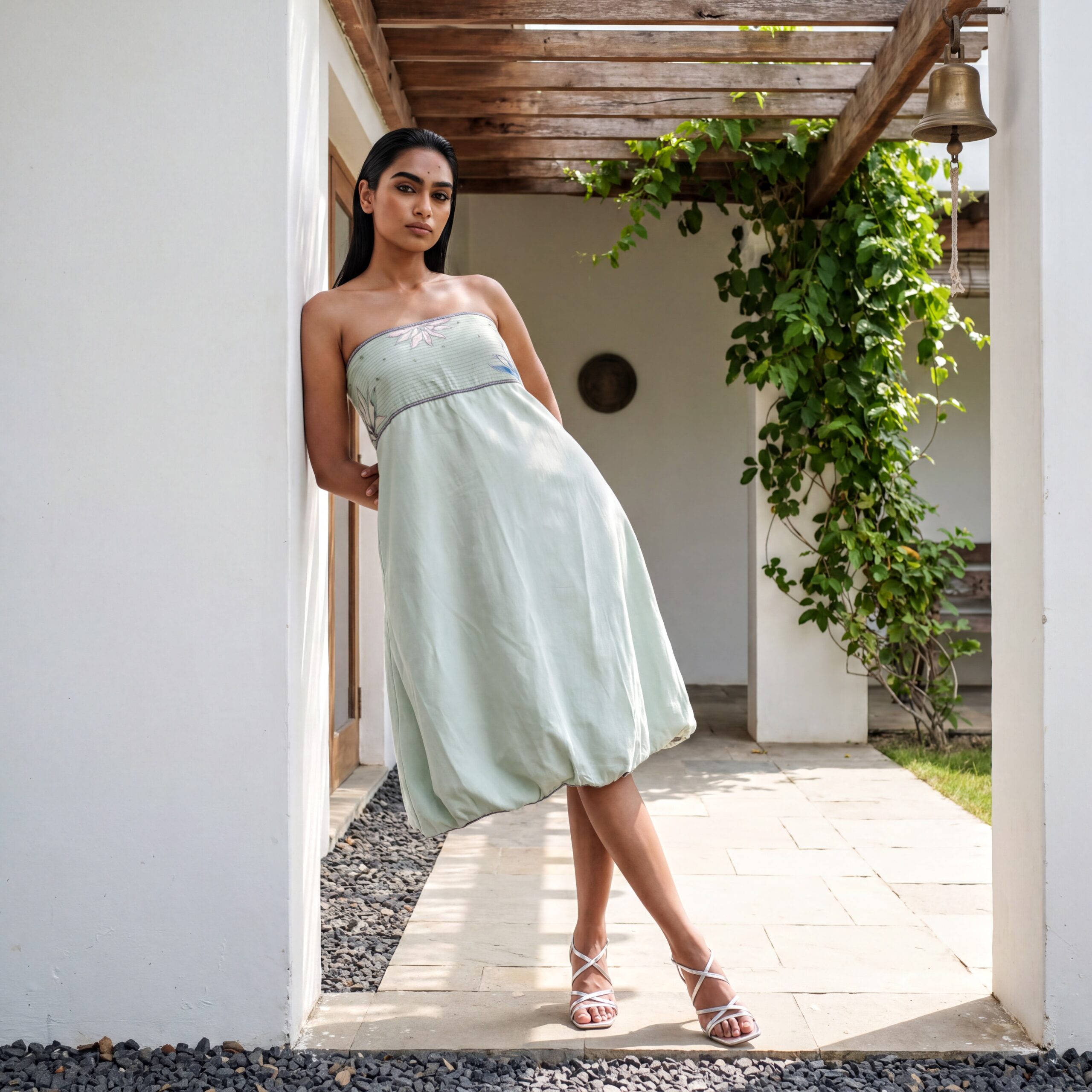 leaf baloon dress